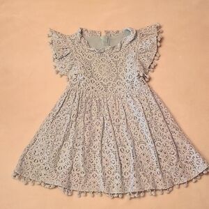 Light Blue Lace Pompom dress size 3-4T